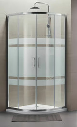 Polkrožna tuš kabina SAT Tex 90x90 cm s prozornim steklom Stripe in profili v sijajnem kromu