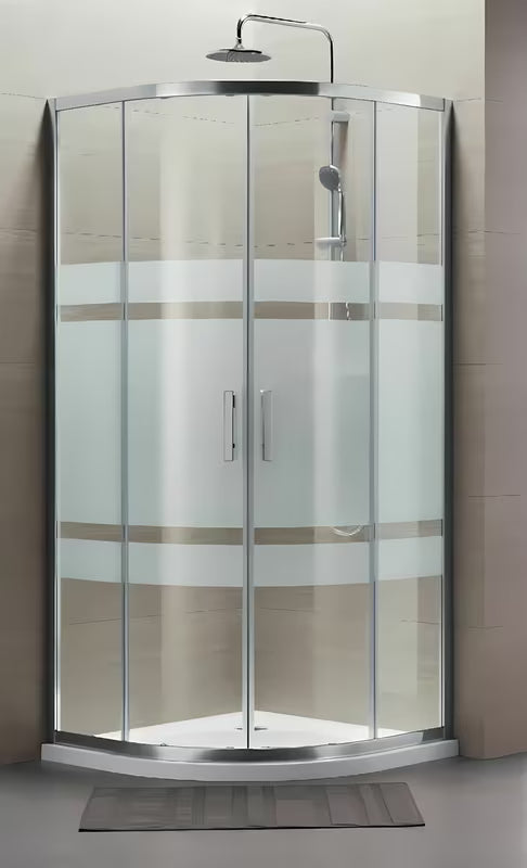 Polkrožna tuš kabina SAT Tex 90x90 cm s prozornim steklom Stripe in profili v sijajnem kromu
