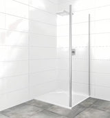 Bočna stena za tuš vrata SAT Tex 90 cm v sijajnem kromu s prozornim steklom in premazom Easy Clean.
