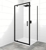 Pravokotna tuš kabina SAT Tex 100×90 cm s prozornim steklom in črnimi mat profili