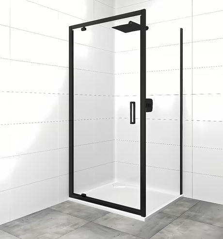 Kvadratna tuš kabina SAT Tex 90x90 cm s prozornim steklom in črnimi mat profili