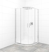 Polkrožna tuš kabina SAT Tex 90x90 cm s prozirnim staklom i sjajnim kromiranim profilima