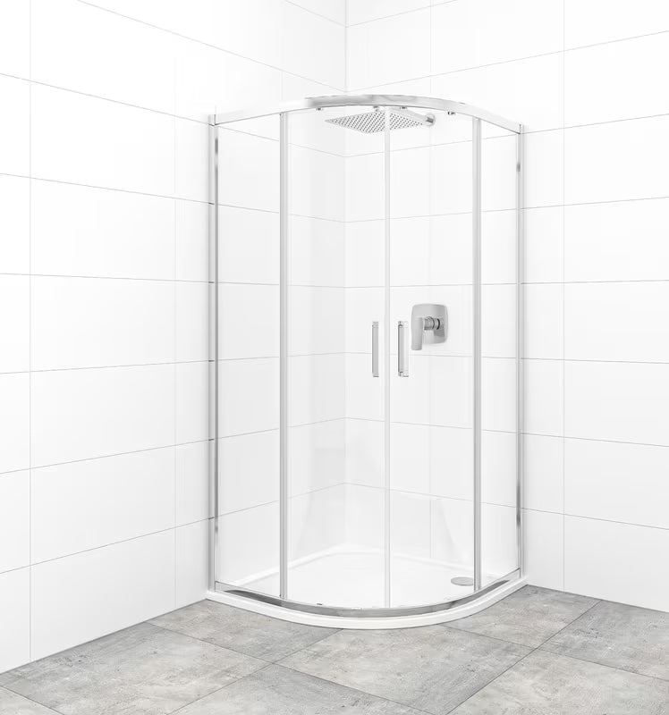 Polkrožna tuš kabina SAT Tex 90x90 cm s prozirnim staklom i sjajnim kromiranim profilima