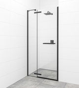 Tečajna tuš vrata SAT Tgd New 100 cm v mat črni barvi s prozornim steklom in premazom Easyclean.