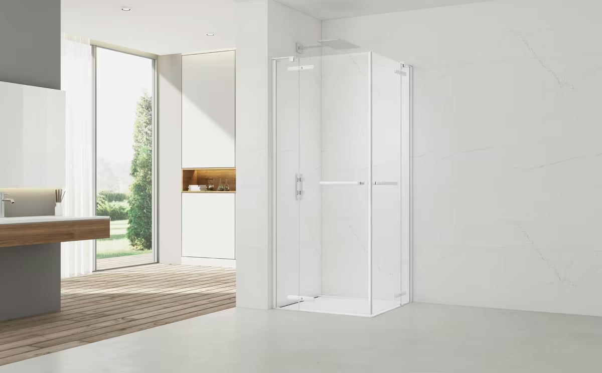 Pravokotni brezokvirni tuš kabina SAT TGD New 120x100 cm v mat beli barvi s prozornim steklom