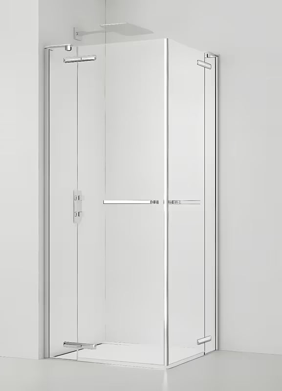 Brezokvirni kvadratna tuš kabina SAT TGD New 120x120 cm v sijajnem kromu s prozornim steklom