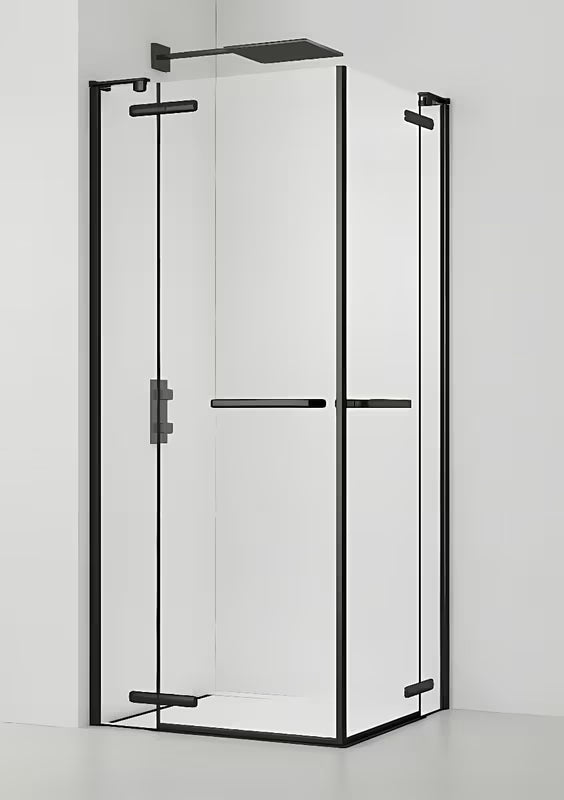 Kvadratni brezokvirni tuš kabina SAT TGD New 120x120 cm v mat črni barvi s prozornim steklom