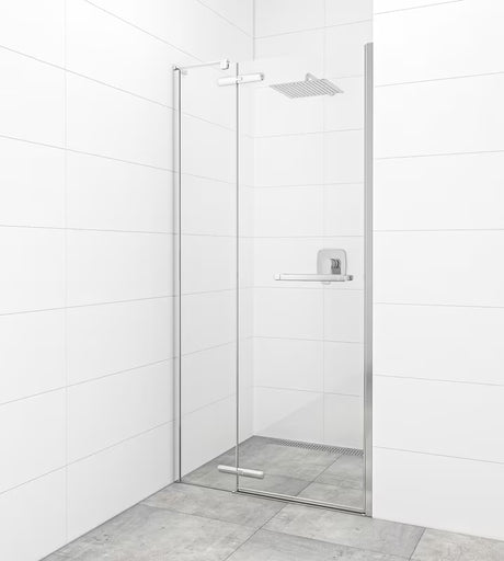 Tuš vrata na tečajih SAT TGD New 120 cm v krom izvedbi s prozornim steklom in premazom Easyclean