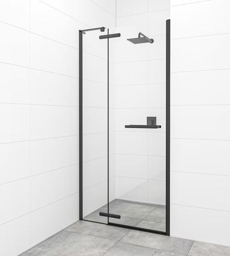 Tuš vrata na tečajih SAT Tgd New 120 cm v mat črni barvi s prozornim steklom in premazom Easyclean