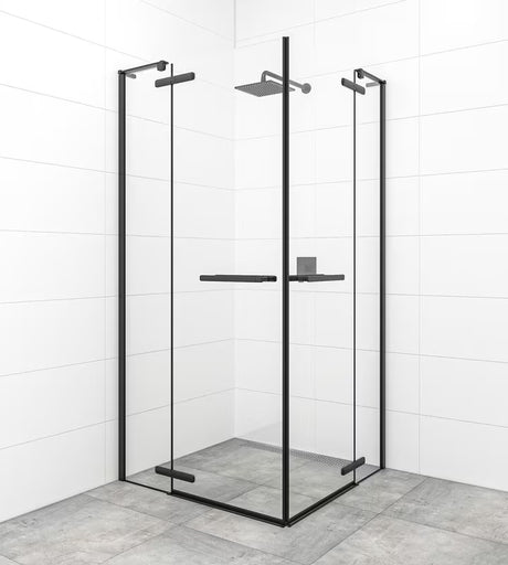 Tuš vrata na tečajih SAT Tgd New 120 cm v mat črni barvi s prozornim steklom in premazom Easyclean