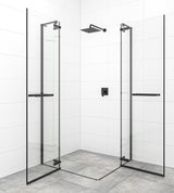 Tuš vrata na tečajih SAT Tgd New 120 cm v mat črni barvi s prozornim steklom in premazom Easyclean