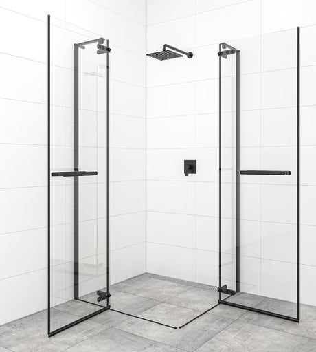 Tuš vrata na tečajih SAT Tgd New 120 cm v mat črni barvi s prozornim steklom in premazom Easyclean