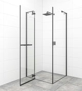 Tuš vrata na tečajih SAT Tgd New 120 cm v mat črni barvi s prozornim steklom in premazom Easyclean