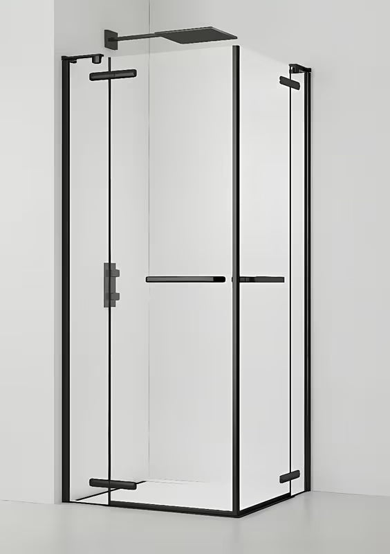 Kvadratna tuš kabina SAT TGD New 90x90 cm v črni mat barvi s prozornim steklom