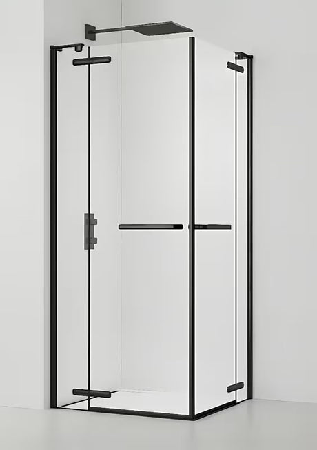 Kvadratna tuš kabina SAT TGD New 90x90 cm v črni mat barvi s prozornim steklom