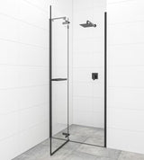 Pantna tuš vrata SAT Tgd New 90 cm v črni mat barvi s prozornim steklom in premazom Easyclean.