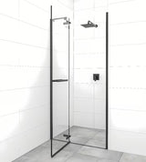 Tuš vrata SAT Tgd New za nišo 90 cm v črni mat barvi s prozornim steklom