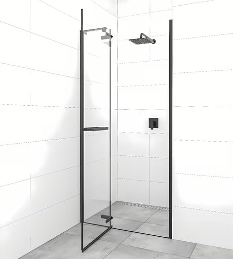 Tuš vrata SAT Tgd New za nišo 90 cm v črni mat barvi s prozornim steklom