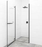 Vratna tuš vrata SAT TGD New 100 cm v mat črni barvi s prozornim steklom in premazom Easyclean.
