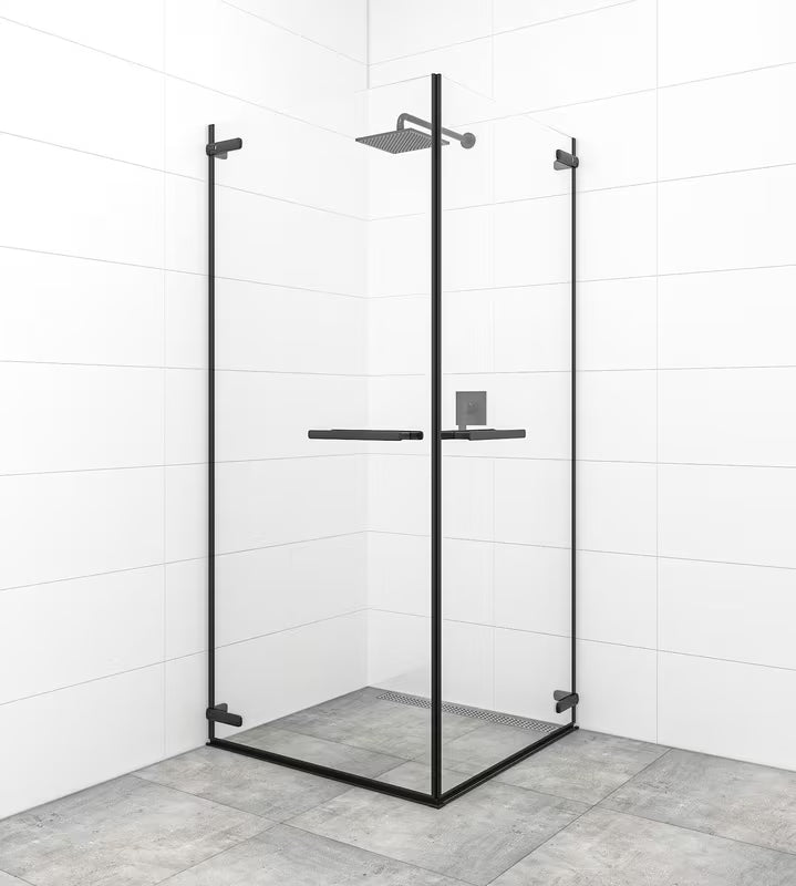 Vratna tuš vrata SAT TGD New 100 cm v mat črni barvi s prozornim steklom in premazom Easyclean.