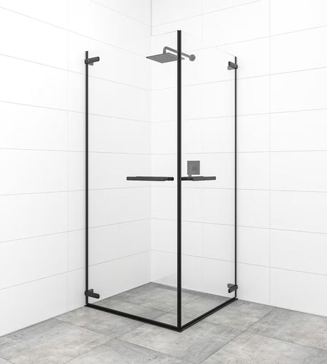 Vratna tuš vrata SAT TGD New 100 cm v mat črni barvi s prozornim steklom in premazom Easyclean.