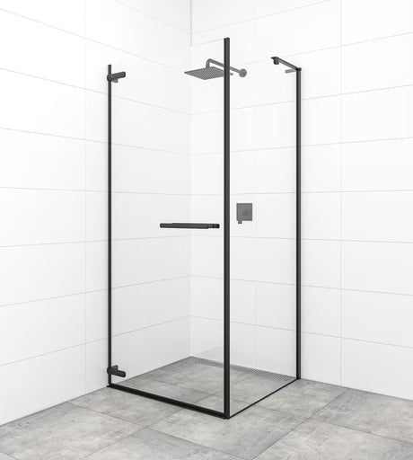 Vratna tuš vrata SAT TGD New 100 cm v mat črni barvi s prozornim steklom in premazom Easyclean.
