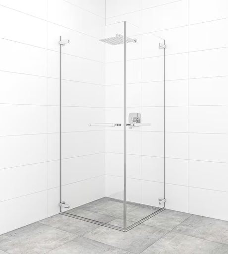 Nihajna tuš vrata SAT TGD New 80 cm v sijajnem kromu s prozornim steklom in premazom EasyClean.