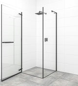 Nihajna tuš vrata SAT Tgd New 80 cm v mat črni barvi s prozornim steklom in premazom Easyclean.