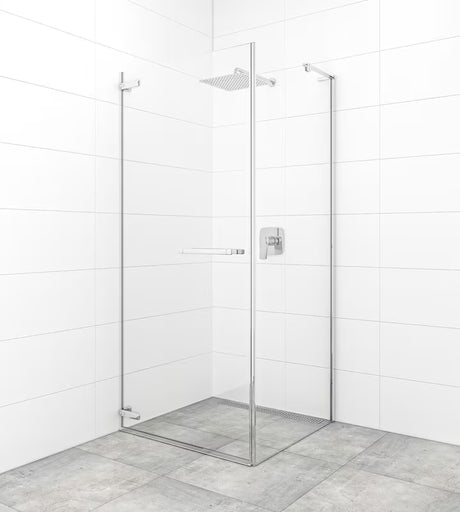 Nihajna tuš vrata SAT Tgd New 90 cm v krom izvedbi s prozornim varnostnim steklom in premazom Easyclean.