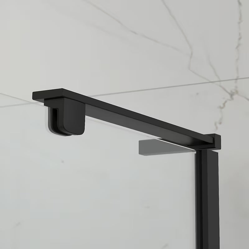 Pravokotna tuš kabina SAT TGD New 100x90 cm v mat črni barvi s prozornim steklom in vratnimi tečaji.