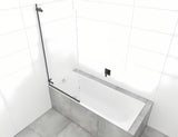 Krilo za tuš kabino stena za kopalno kad SAT Tgd New 150x80 cm s prozornim steklom in črnim mat profilom