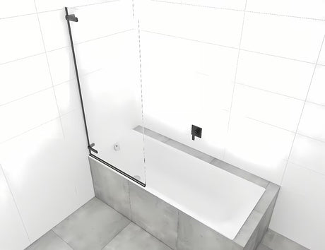 Krilo za tuš kabino stena za kopalno kad SAT Tgd New 150x80 cm s prozornim steklom in črnim mat profilom