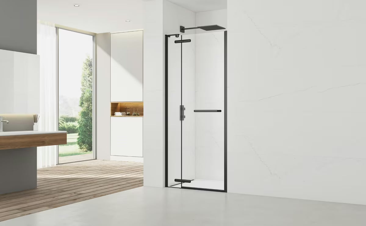 Tuš vrata SAT Tgd New za nišu 90 cm u mat crnoj boji s prozirnim staklom