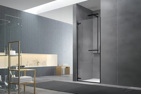 Bezokvirna tuš vrata za nišu SAT Tgd New 100 cm u mat crnoj boji s prozirnim staklom