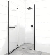 Bezokvirni tuš vrata SAT TGD New 80 cm u mat crnoj boji s prozirnim staklom i Easyclean obradom.