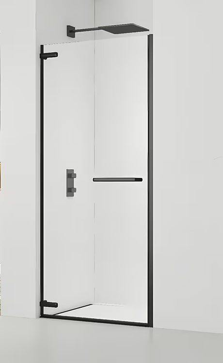 Tuš vrata SAT Tgd New 90 cm u mat crnoj boji s prozirnim staklom i zaokretnim otvaranjem