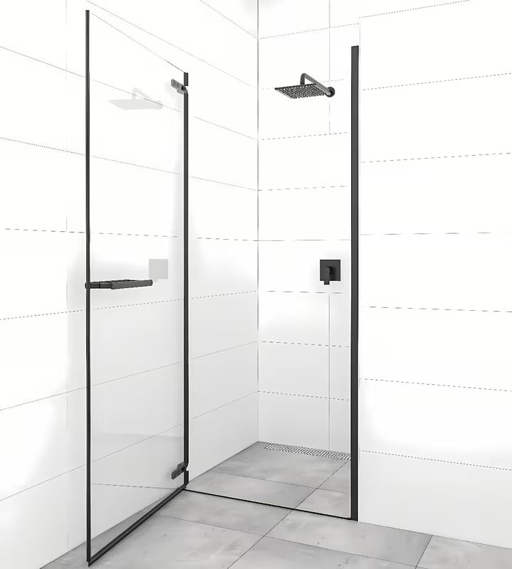 Tuš vrata SAT Tgd New 90 cm u crnoj mat boji s prozirnim staklom i zaokretnim otvaranjem