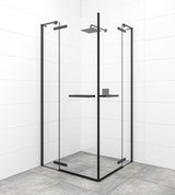 Tuš vrata s pantima SAT Tgd New 120 cm u mat crnoj boji s prozirnim staklom i EasyClean premazom