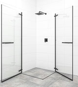 Tuš vrata s okovom tuš vrata SAT TGD New 90 cm s crnim mat profilima i prozirnim staklom