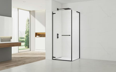 Kvadratni bezokvirni tuš kabina SAT TGD New 100x100 cm u mat crnoj boji s prozirnim staklom