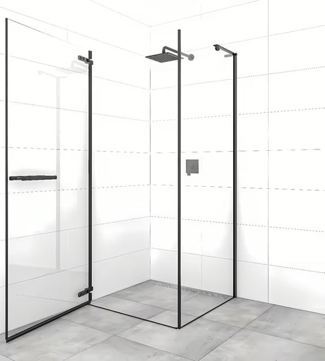 Kvadratni bezokvirni tuš kabina SAT TGD New 80x80 cm u crnoj mat boji s prozirnim staklom