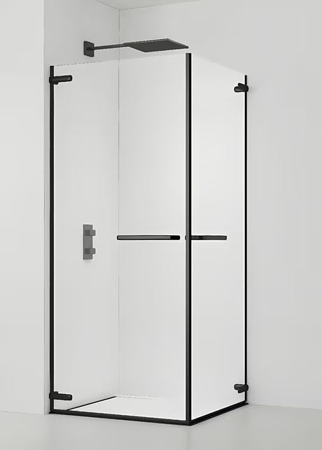 Pravokotna tuš kabina SAT Tgd New 100x80 cm u crnoj mat boji s prozirnim staklom i bezokvirnom izvedbom.