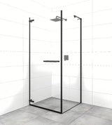 Pravokotna tuš kabina SAT Tgd New 100x80 cm s mat crnim elementima i prozirnim staklom.