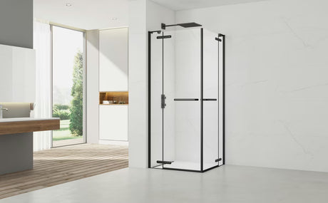 Pravokutni tuš paravan bez okvira tuš kabina SAT Tgd New 120x90 cm u mat crnoj boji s prozirnim staklom.