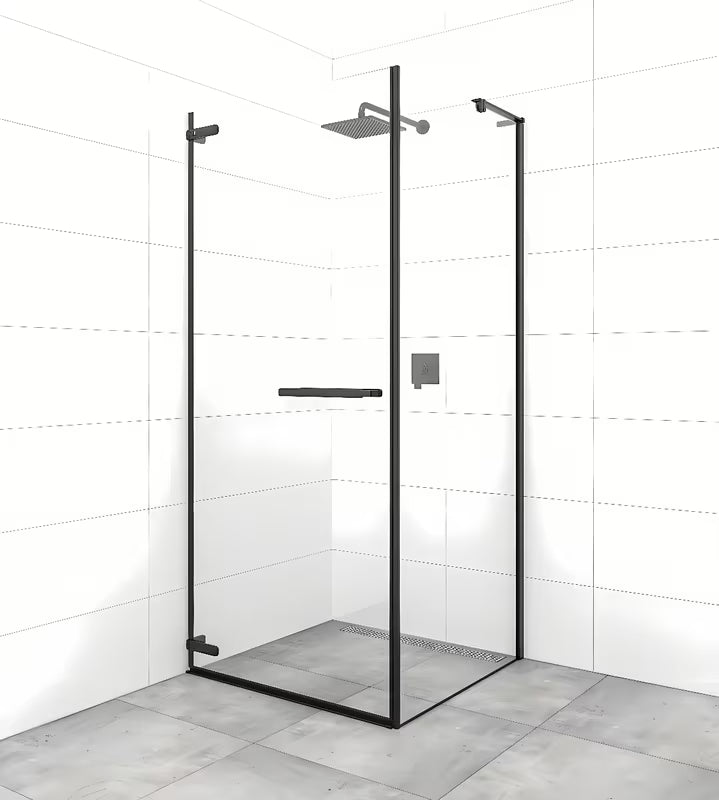 Pravokotna tuš kabina SAT Tgd New 100x80 cm u mat crnoj boji s prozirnim staklom