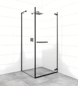 Pravokotna tuš kabina SAT Tgd New 100x80 cm u mat crnoj boji s prozirnim staklom