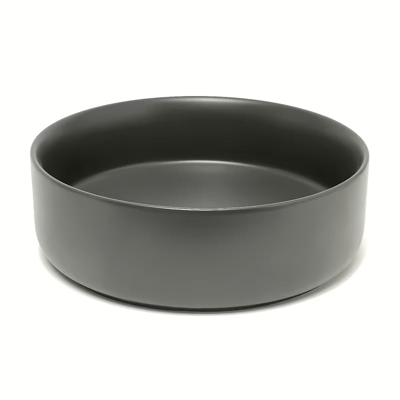 Okrugli umivalnik na ploščo SAT Mood u tamnosivoj mat obradi, dimenzija 36x36x12 cm.