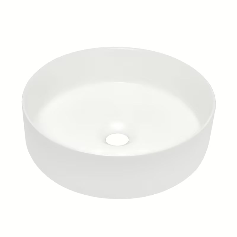 Okrugli umivalnik na ploščo SAT Mood od bijele mat keramike brez odprtine za armaturo i brez preliva.