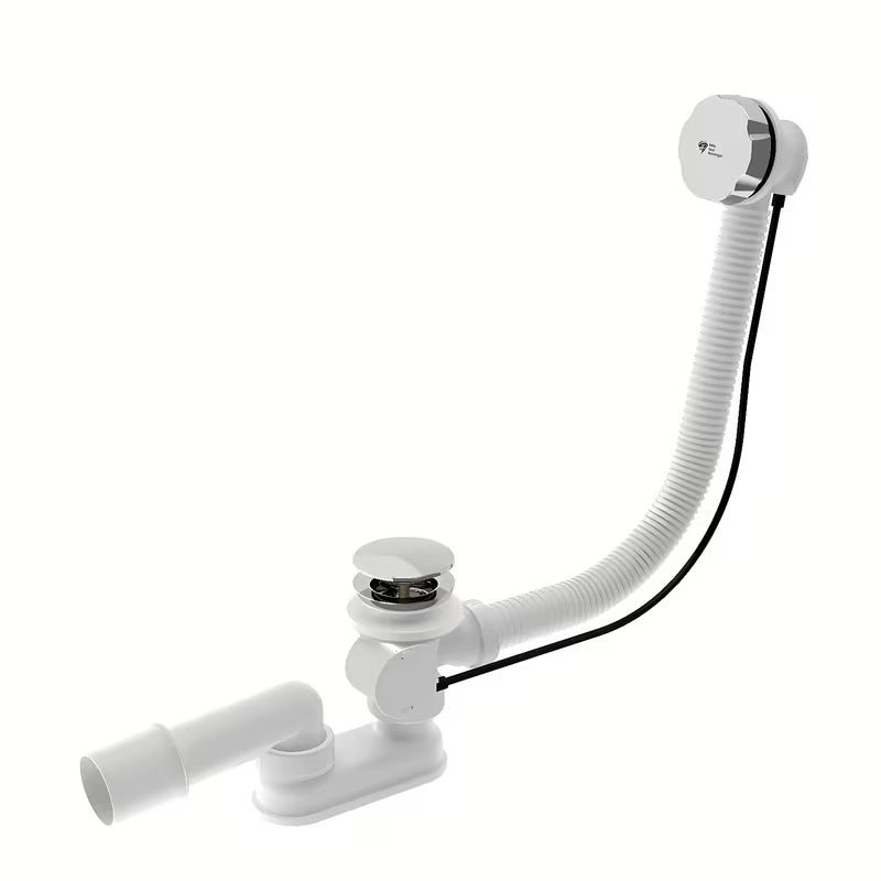 Kromirani sifon za kad avtomatik SAT s produženom duljinom 80 cm pro odvod vode iz kadi