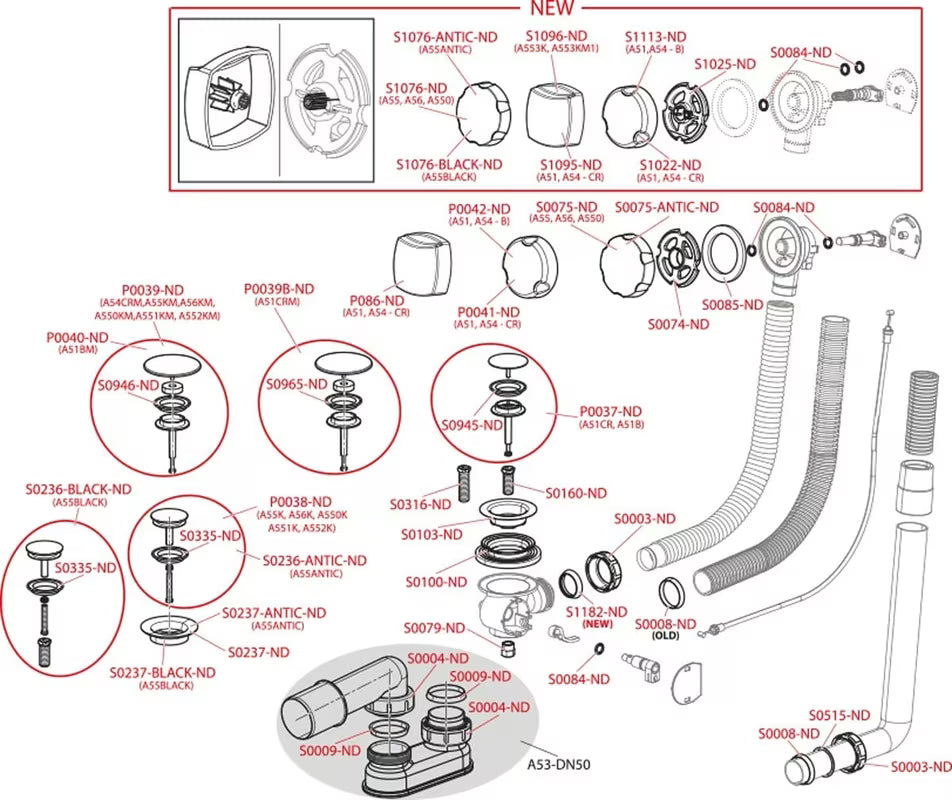 Sifon za Kad Avtomatik SAT Chrome u kromiranoj metalnoj izvedbi s upravljačem i sifonom